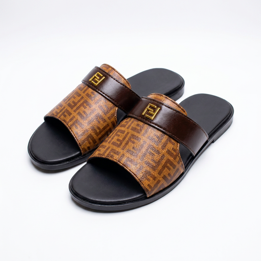 Luxury Brown Designer Slide Sandals – Premium Casual Slippers