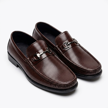 Royal Brown Horsebit Loafers – Textured Luxury Dress Shoes