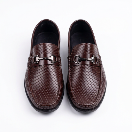 Royal Brown Horsebit Loafers – Textured Luxury Dress Shoes