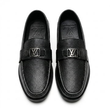 Royal Black Horsebit Loafers – Textured Luxury Dress Shoes