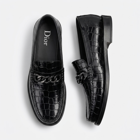 Royal Black Loafers – Textured Luxury Dress Shoes