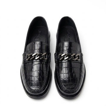 Royal Black Loafers – Textured Luxury Dress Shoes