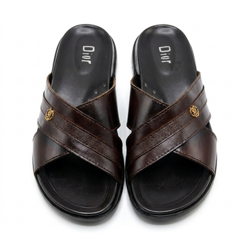 Espresso Cross-Strap Slides – Premium Casual Comfort Sandals