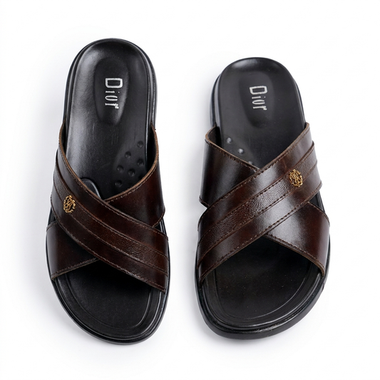 Espresso Cross-Strap Slides – Premium Casual Comfort Sandals