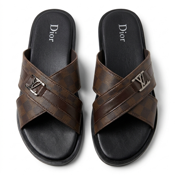 Monogram Cross-Strap Slides – Luxury Designer Casual Sandals