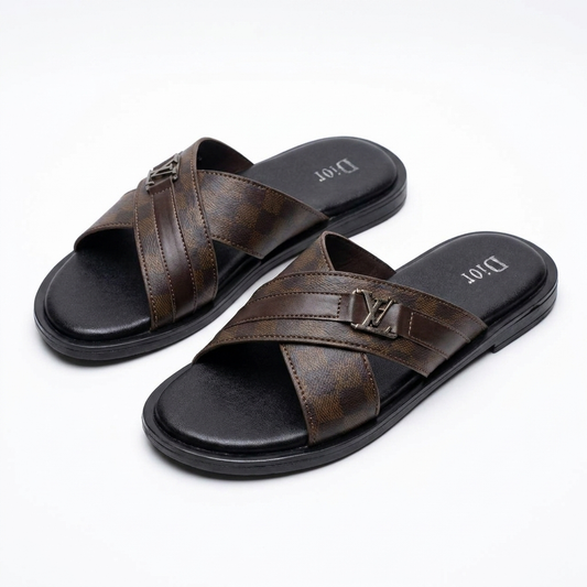 Monogram Cross-Strap Slides – Luxury Designer Casual Sandals