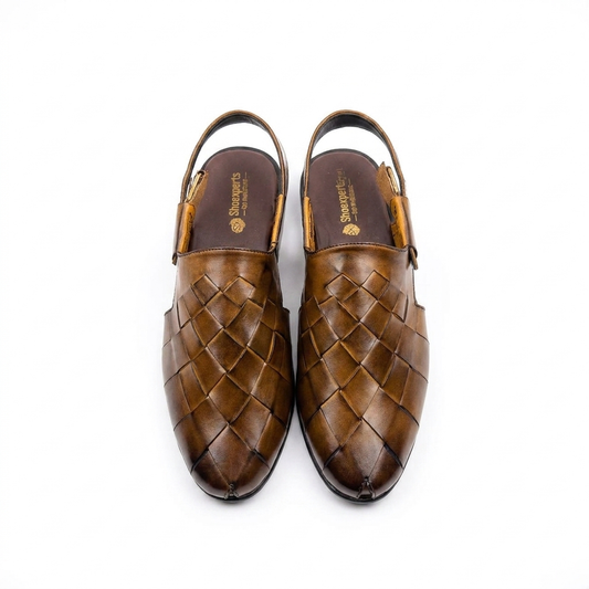 Leather Peshawari Chappal – Hand-Braided Premium Leather